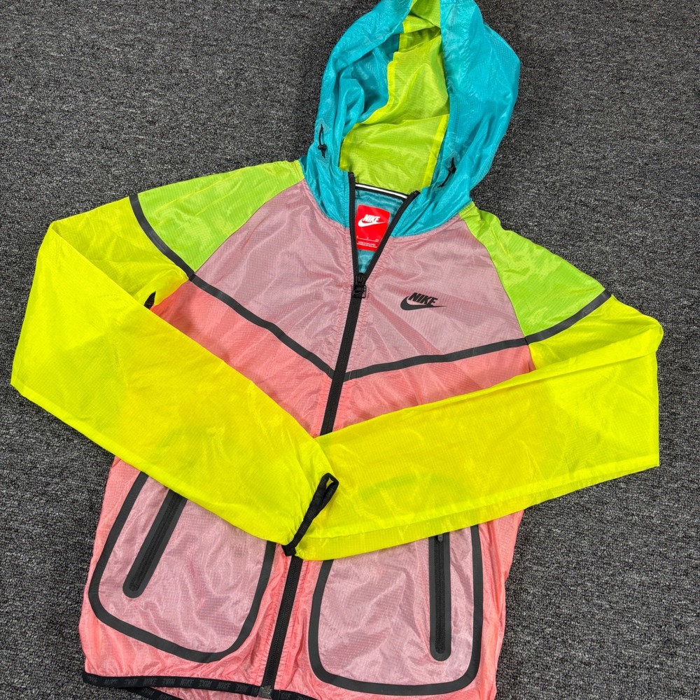 Nike Tech Windrunner Jacket Womens S Multi Colorblock Ripstop Full Zip Hooded